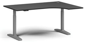 Stół z regulacją wysokości, elektryczny, 675-1325 mm, narożnik prawy, blat 1600x1200 mm, podstawa szara, grafit