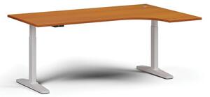 Stół z regulacją wysokości, elektryczny, 675-1325 mm, narożnik prawy, blat 1800x1200 mm, podstawa biała, czereśnia