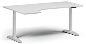 Stół z regulacją wysokości, elektryczny, 675-1325 mm, narożnik lewy, blat 1800x1200 mm, podstawa biała, biała