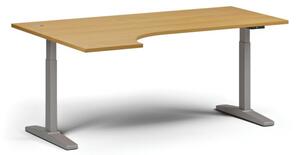 Stół z regulacją wysokości, elektryczny, 675-1325 mm, narożnik lewy, blat 1800x1200 mm, podstawa szara, buk