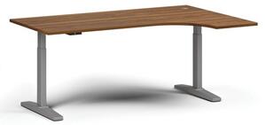 Stół z regulacją wysokości, elektryczny, 675-1325 mm, narożnik prawy, blat 1800x1200 mm, podstawa szara, orzech