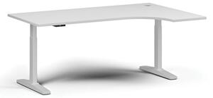 Stół z regulacją wysokości, elektryczny, 675-1325 mm, narożnik prawy, blat 1800x1200 mm, podstawa biała, biały
