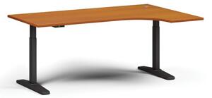 Stół z regulacją wysokości, elektryczny, 675-1325 mm, narożnik prawy, blat 1800x1200 mm, podstawa czarna, czereśnia