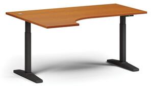 Stół z regulacją wysokości, elektryczny, 675-1325 mm, narożnik lewy, blat 1600x1200 mm, podstawa czarna, czereśnia
