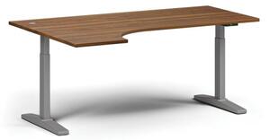 Stół z regulacją wysokości, elektryczny, 675-1325 mm, narożnik lewy, blat 1800x1200 mm, podstawa szara, orzech