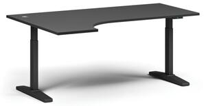 Stół z regulacją wysokości, elektryczny, 675-1325 mm, narożnik lewy, blat 1800x1200 mm, podstawa czarna, grafit