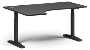Stół z regulacją wysokości ULIX, elektryczny, 675-1325 mm, narożnik lewy, blat 1600x1200 mm, podstawa czarna, grafit