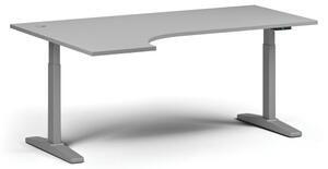 Stół z regulacją wysokości, elektryczny, 675-1325 mm, narożnik lewy, blat 1800x1200 mm, podstawa szara, szary