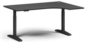 Stół z regulacją wysokości, elektryczny, 675-1325 mm, narożnik prawy, blat 1600x1200 mm, podstawa czarna, grafit