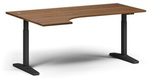 Stół z regulacją wysokości, elektryczny, 675-1325 mm, narożnik lewy, blat 1800x1200 mm, podstawa czarna, orzech