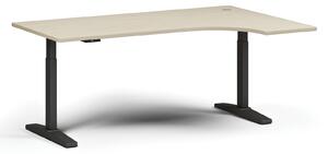 Stół z regulacją wysokości, elektryczny, 675-1325 mm, narożnik prawy, blat 1800x1200 mm, podstawa czarna, szary