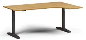 Stół z regulacją wysokości, elektryczny, 675-1325 mm, narożnik prawy, blat 1800x1200 mm, podstawa czarna, buk