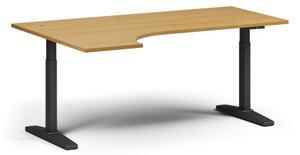 Stół z regulacją wysokości, elektryczny, 675-1325 mm, narożnik lewy, blat 1800x1200 mm, podstawa czarna, buk