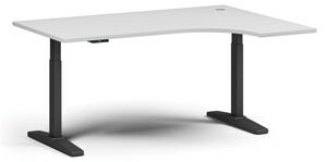 Stół z regulacją wysokości, elektryczny, 675-1325 mm, narożnik prawy, blat 1600x1200 mm, podstawa czarna, biały
