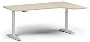 Stół z regulacją wysokości OBOL, elektryczny, 675-1325 mm, lewy/prawy, blat 1800x1200 mm, zaokrąglona podstawa biała, biała
