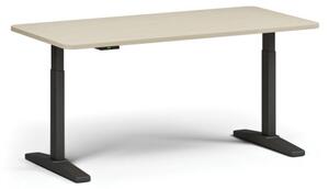 Stół z regulacją wysokości, elektryczny, 675-1325 mm, zaokrąglone narożniki, blat 1600x800 mm, podstawa czarna, brzoza