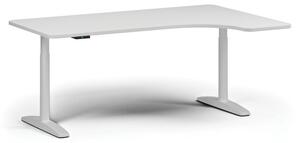 Stół z regulacją wysokości OBOL, elektryczny, 675-1325 mm, lewy/prawy, blat 1800x1200 mm, podstawa biała, biała