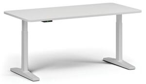 Stół z regulacją wysokości, elektryczny, 675-1325 mm, zaokrąglone narożniki, blat 1600x800 mm, podstawa biała, biała