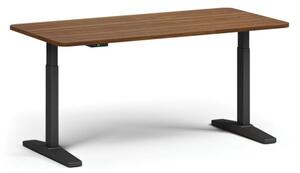 Stół z regulacją wysokości, elektryczny, 675-1325 mm, zaokrąglone narożniki, blat 1600x800 mm, podstawa czarna, orzech