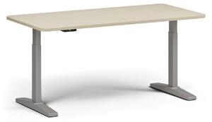 Stół z regulacją wysokości, elektryczny, 675-1325 mm, zaokrąglone narożniki, blat 1600x800 mm, podstawa szara, biała