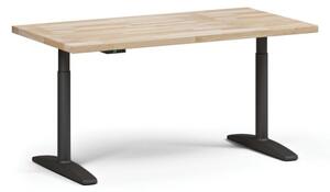 Stół warsztatowy z regulacją wysokości OBOL, elektryczny, 1500 x 800 x 690-1340 mm, zaokrąglona podstawa czarna