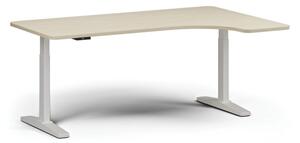 Stół z regulacją wysokości, elektryczny, 675-1325 mm, lewy/prawy, blat 1800x1200 mm, podstawa biała, brzoza