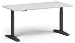 Stół z regulacją wysokości, elektryczny, 675-1325 mm, zaokrąglone narożniki, blat 1600x800 mm, podstawa czarna, biała