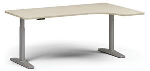 Stół z regulacją wysokości, elektryczny, 675-1325 mm, lewy/prawy, blat 1800x1200 mm, podstawa szara, brzoza