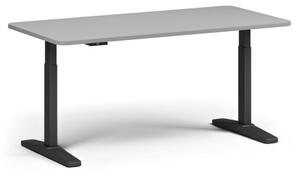 Stół z regulacją wysokości, elektryczny, 675-1325 mm, zaokrąglone narożniki, blat 1600x800 mm, podstawa czarna, szary