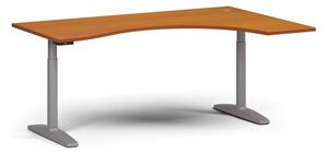 Stół z regulacją wysokości OBOL, elektryczny, 675-1325 mm, ergonomiczny prawy, blat 1800x1200 mm, podstawa szara, czereśnia