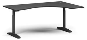 Stół z regulacją wysokości OBOL, elektryczny, 675-1325 mm, ergonomiczny prawy, blat 1800x1200 mm, zaokrąglona podstawa czarna, grafit