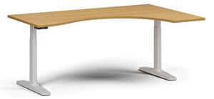 Stół z regulacją wysokości ULIX, elektryczny, 675-1325 mm, ergonomiczny prawy, blat 1800x1200 mm, podstawa biała, buk