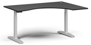 Stół z regulacją wysokości, elektryczny, 675-1325 mm, ergonomiczny prawy, blat 1600x1200 mm, podstawa biała, grafit