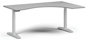 Stół z regulacją wysokości, elektryczny, 675-1325 mm, ergonomiczny prawy, blat 1800x1200 mm, podstawa biała, szara