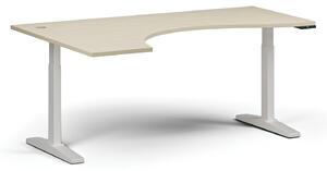 Stół z regulacją wysokości, elektryczny, 675-1325 mm, ergonomiczny lewy, blat 1800x1200 mm, podstawa biała, biała