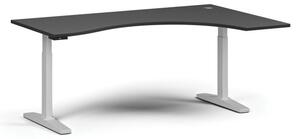Stół z regulacją wysokości, elektryczny, 675-1325 mm, ergonomiczny prawy, blat 1800x1200 mm, podstawa biała, grafit
