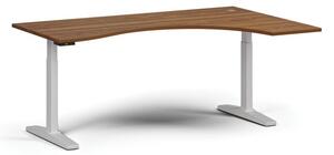 Stół z regulacją wysokości, elektryczny, 675-1325 mm, ergonomiczny prawy, blat 1800x1200 mm, podstawa biała, orzech