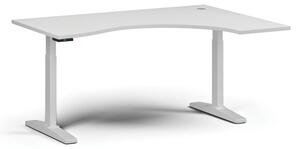 Stół z regulacją wysokości, elektryczny, 675-1325 mm, ergonomiczny prawy, blat 1600x1200 mm, podstawa biała, biała