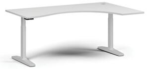 Stół z regulacją wysokości, elektryczny, 675-1325 mm, ergonomiczny prawy, blat 1800x1200 mm, podstawa biała, biała