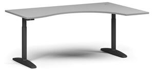 Stół z regulacją wysokości OBOL, elektryczny, 675-1325 mm, ergonomiczny prawy, blat 1800x1200 mm, zaokrąglona podstawa czarna, szary