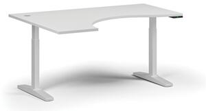 Stół z regulacją wysokości, elektryczny, 675-1325 mm, ergonomiczny lewy, blat 1600x1200 mm, podstawa biała, biała