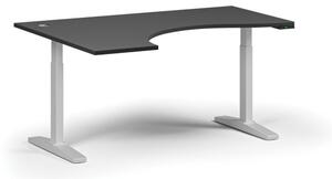 Stół z regulacją wysokości, elektryczny, 675-1325 mm, ergonomiczny lewy, blat 1600x1200 mm, podstawa biała, grafit