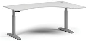 Stół z regulacją wysokości, elektryczny, 675-1325 mm, ergonomiczny prawy, blat 1800x1200 mm, podstawa szara, biała