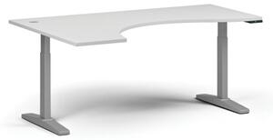 Stół z regulacją wysokości, elektryczny, 675-1325 mm, ergonomiczny lewy, blat 1800x1200 mm, podstawa szara, biała