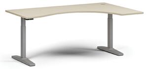Stół z regulacją wysokości, elektryczny, 675-1325 mm, ergonomiczny prawy, blat 1800x1200 mm, podstawa szara, szary