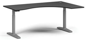 Stół z regulacją wysokości, elektryczny, 675-1325 mm, ergonomiczny prawy, blat 1800x1200 mm, podstawa szara, grafit