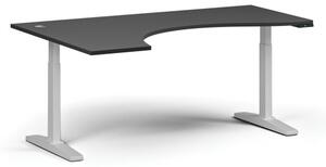 Stół z regulacją wysokości, elektryczny, 675-1325 mm, ergonomiczny lewy, blat 1800x1200 mm, podstawa biała, grafit