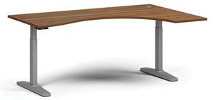Stół z regulacją wysokości, elektryczny, 675-1325 mm, ergonomiczny prawy, blat 1800x1200 mm, podstawa szara, orzech