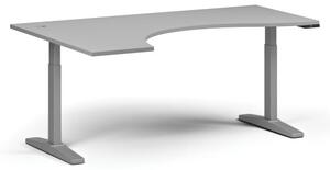 Stół z regulacją wysokości, elektryczny, 675-1325 mm, ergonomiczny lewy, blat 1800x1200 mm, podstawa szara, szary