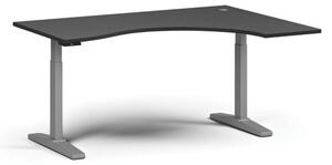 Stół z regulacją wysokości, elektryczny, 675-1325 mm, ergonomiczny prawy, blat 1600x1200 mm, podstawa szara, grafit